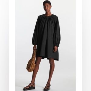 COS Women's Black Oversized Gathered Mini Dress